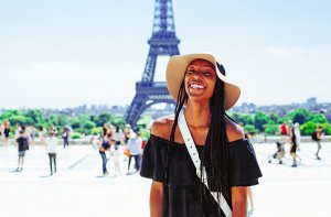 woman at Eiffel Tower